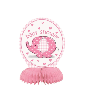 Umbrellaphants Pink Baby Shower Mini Honeycomb Centrepieces