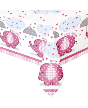 Umbrellaphants Pink Baby Shower Tablecover