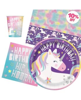 Unicorn Birthday Party Tableware Pack for 8