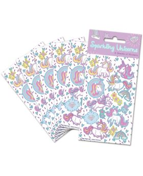 Unicorn Sparkling Party Bag Stickers, pk6