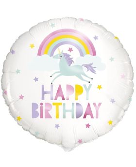 Rainbow & Unicorn Happy Birthday Foil Balloon 18"