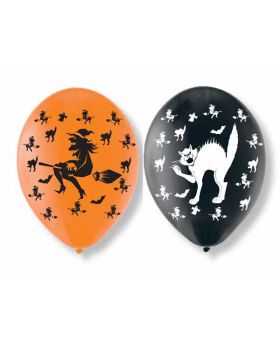 Witches & Cat Latex Balloons, 6pk