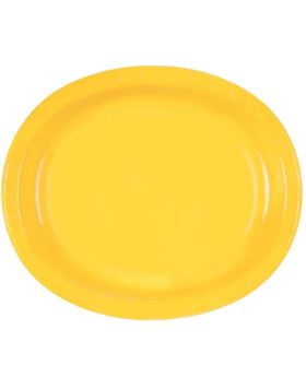 8 Sunflower Yellow Oval Serving Plates