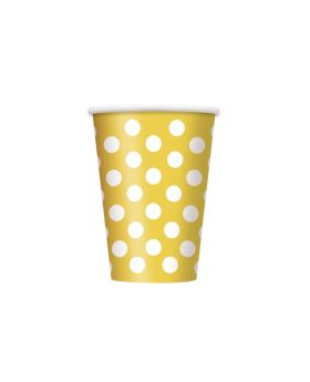 6 Yellow Polka Dot Cups
