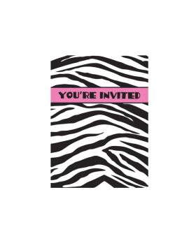 8 Zebra Passion Party Invitations