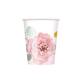 Painted Pink Floral Wedding Cups
